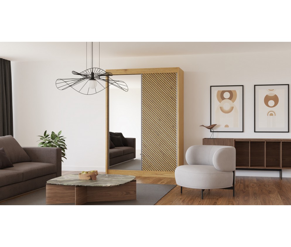 Szafa przesuwna Sento 150 Frezowana + Lustro