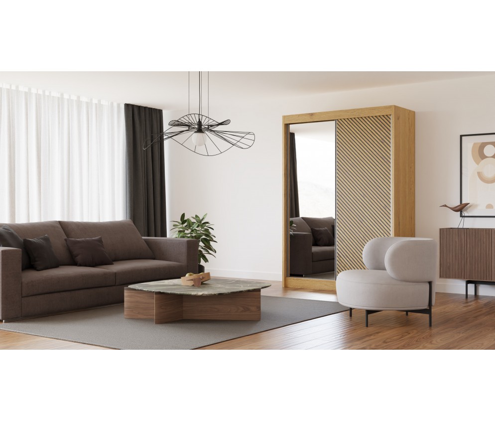 Szafa przesuwna Sento 150 Frezowana + Lustro