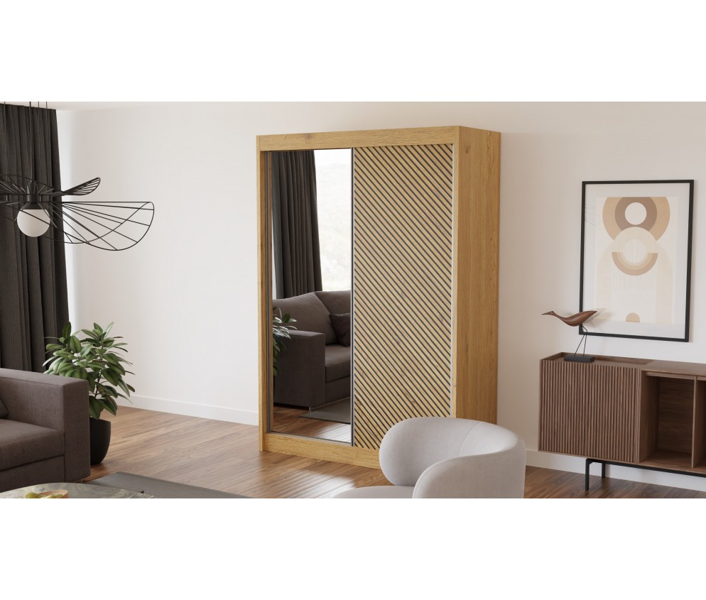 Szafa przesuwna Sento 150 Frezowana + Lustro