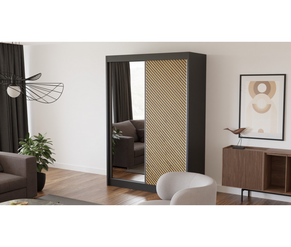 Szafa przesuwna Sento 200 Frezowana + Lustro