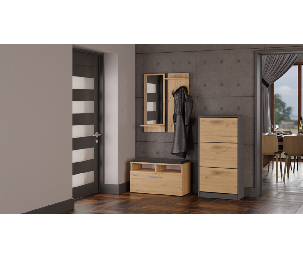 Szafka na obuwie Paula PAULA ANTRACYT ARTISAN