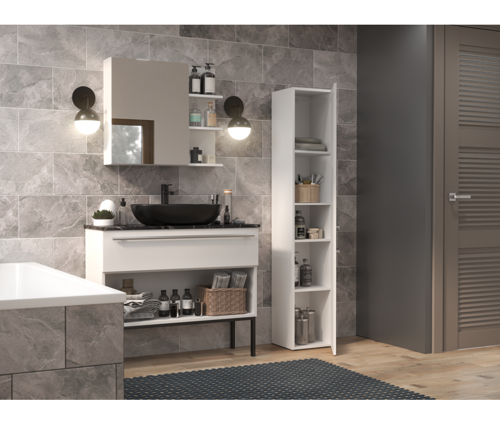 Słupek łazienkowy Nel II BIAŁY POŁYSK