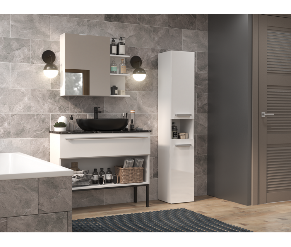 Słupek łazienkowy Nel I BIAŁY POŁYSK