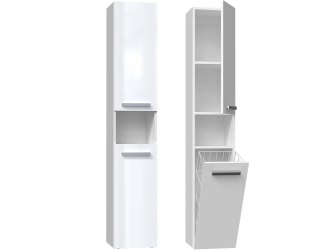 SZAFKA ŁAZIENKOWA REGAŁ SŁUPEK KOSZ NEL III BIAŁY POŁYSK