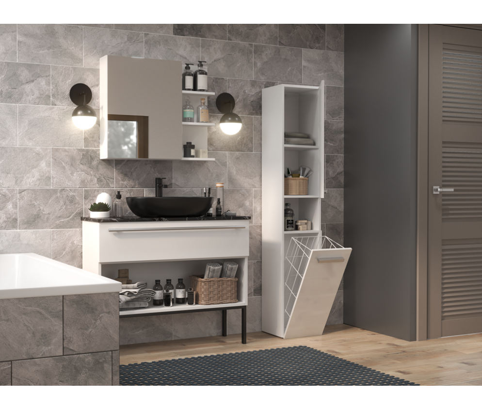 Słupek łazienkowy Nel III BIAŁY POŁYSK