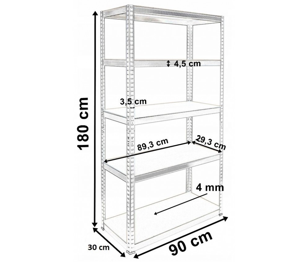 Regał Magazynowe G9030 METALOWE