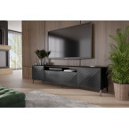 Szafka RTV Cleo Czarny/Biały Mat Frezowana Stojąca noga gwiazda