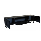 Szafka RTV Cleo Czarny/Biały Mat Frezowana Stojąca noga gwiazda