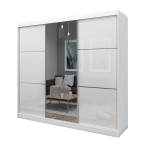 Szafa przesuwna Derino 240 Biała Połysk + Lustro