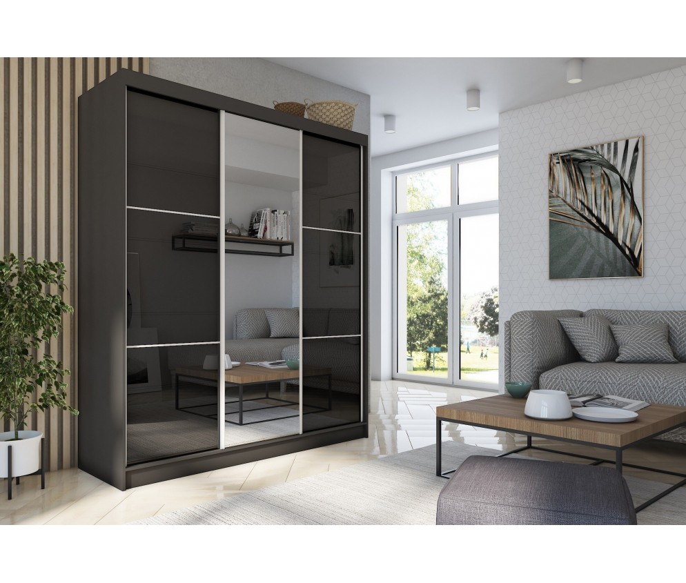 Szafa przesuwna Derino 180 Połysk + Lustro