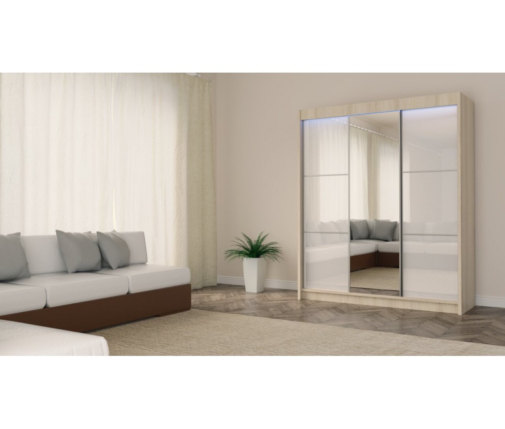 Szafa przesuwna Derino 180 Połysk + Lustro