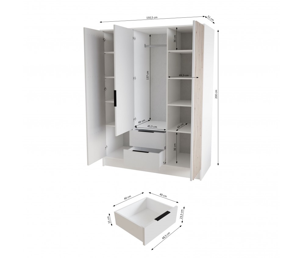 Szafa uchylna Mello Ryflowana 150