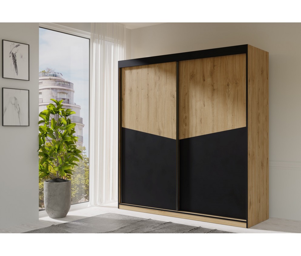 Szafa Amber 2D 200 dąb odwieczny/czarny