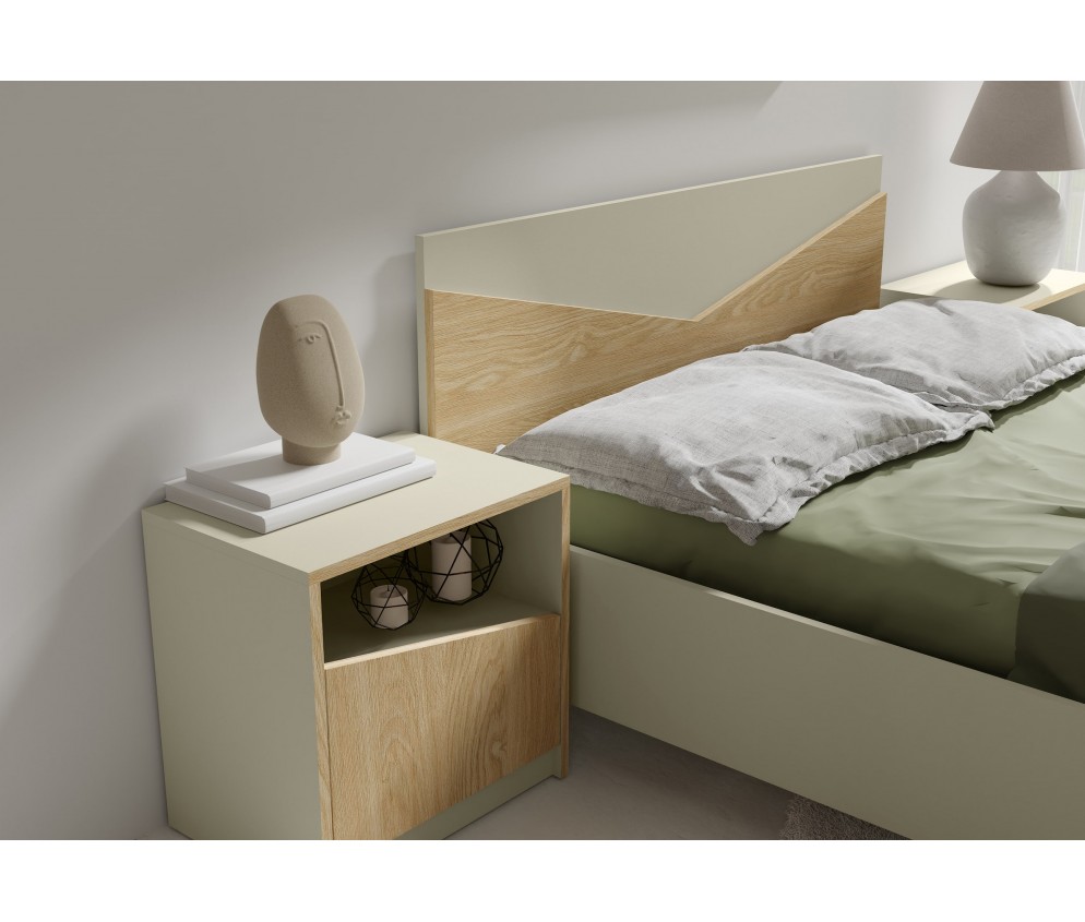 Stolik nocny Amber 50 LEWY szarobeżowy / dąb oliwkowy