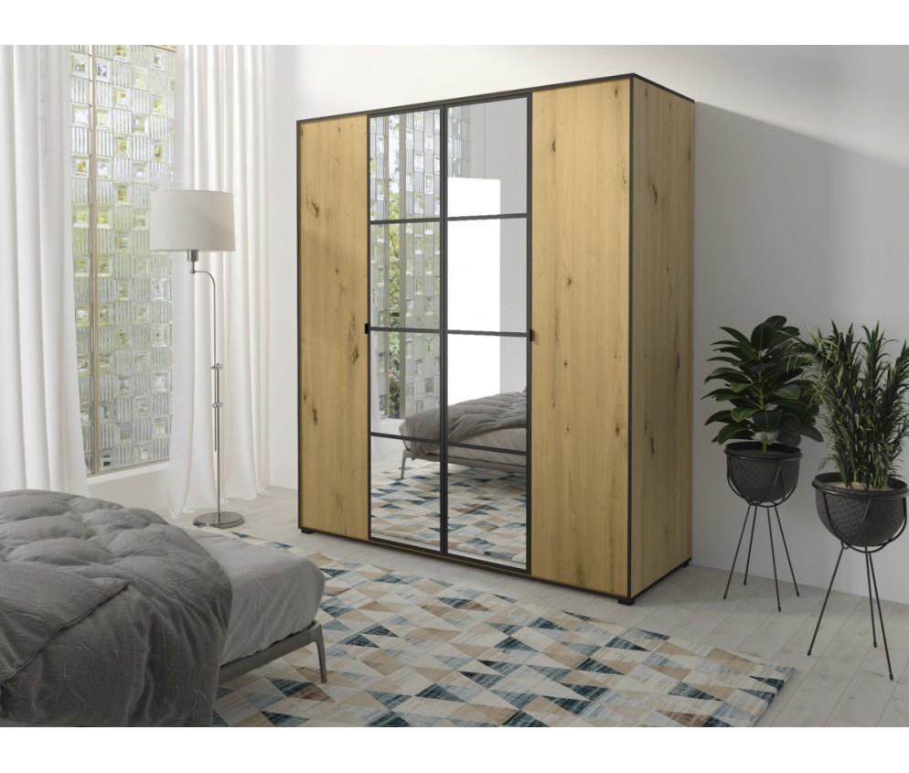 Szafa London 180 dąb artisan / czarny