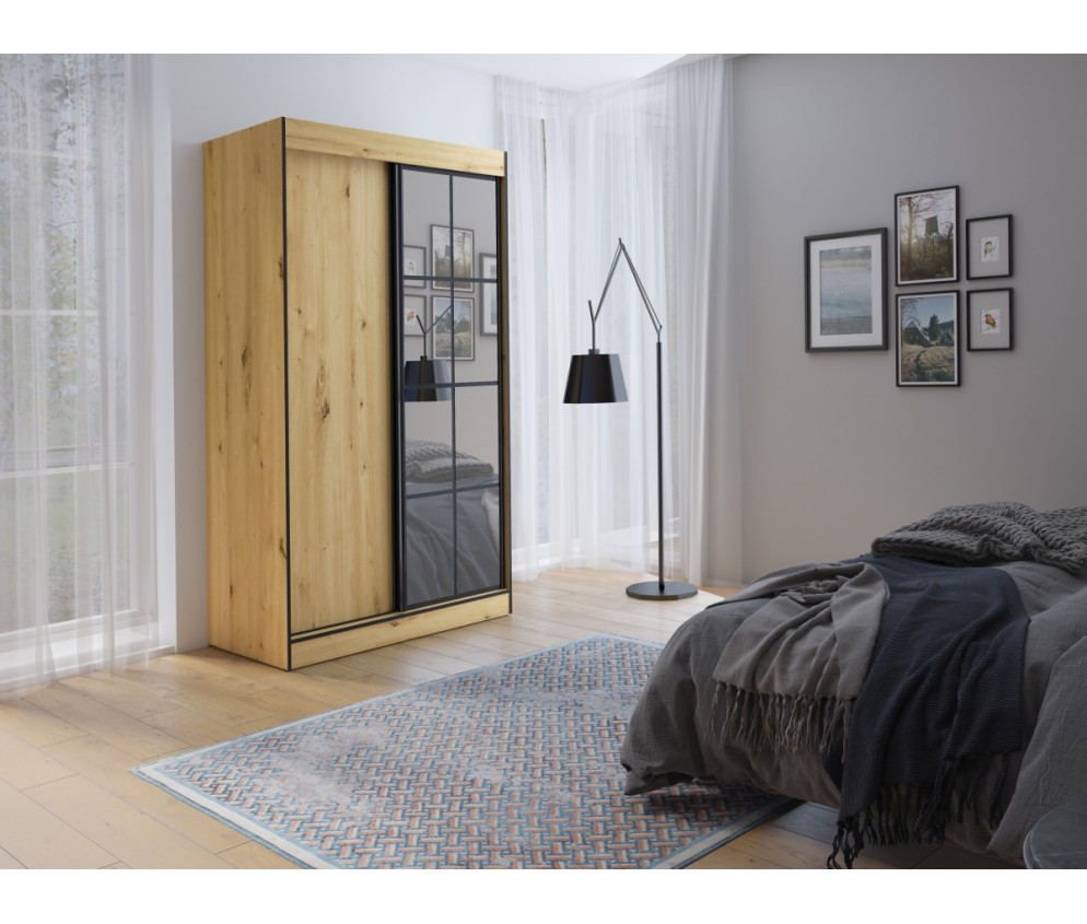 Szafa Loft 120 dąb artisan / czarny