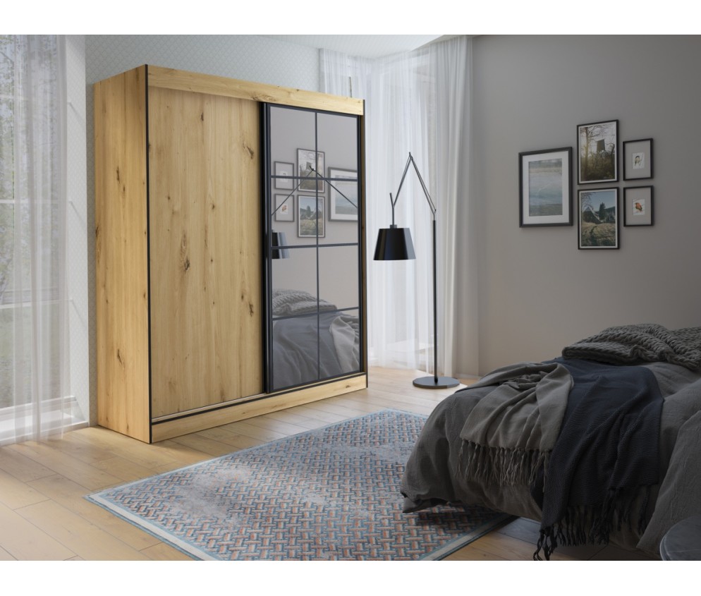 Szafa Loft 180 dąb artisan / czarny