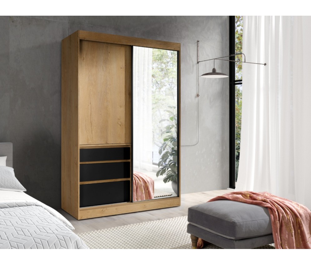 Szafa Luna 140 dąb lefaks / czarny