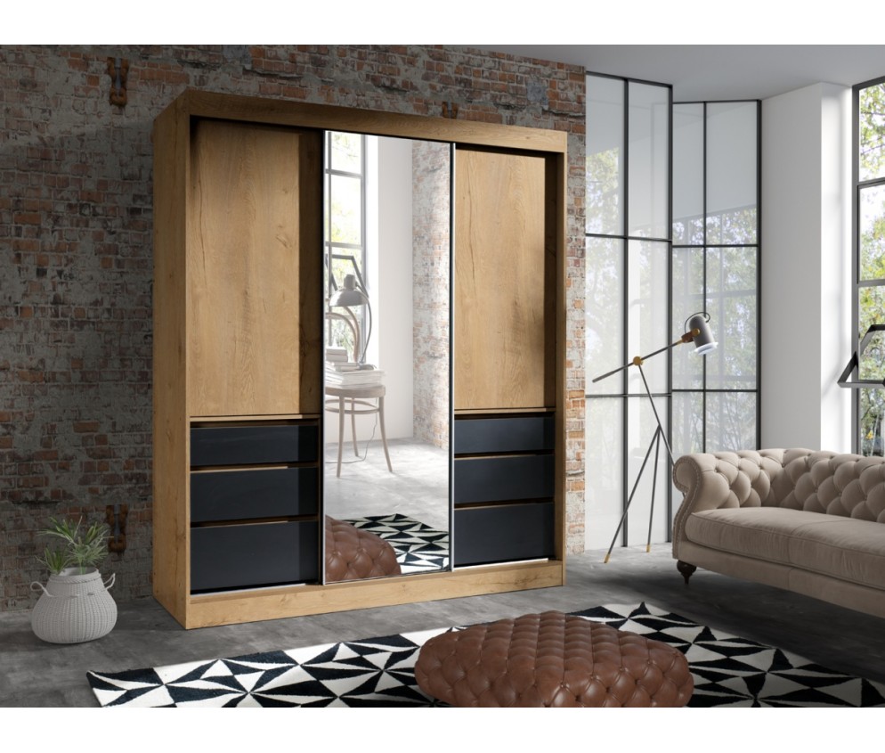 Szafa Luna 180 dąb lefaks / czarny