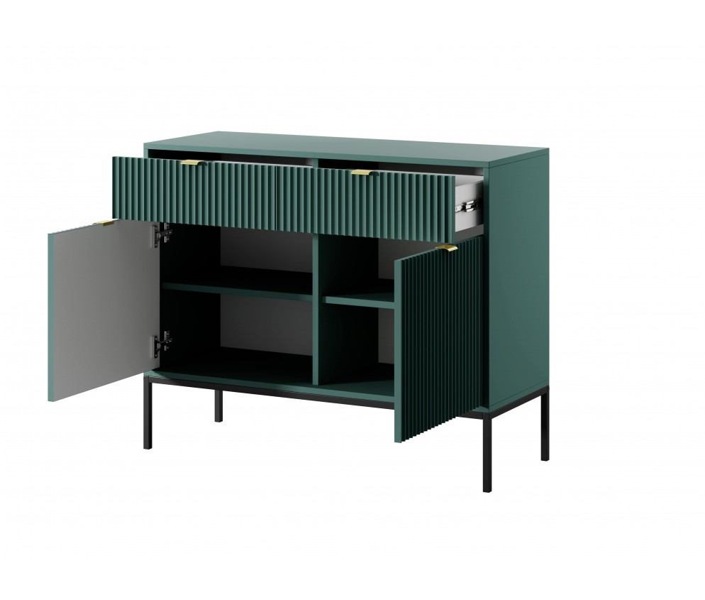 Komoda Viva 104 Labrador Green/czarny stelaż/złoty uchwyt