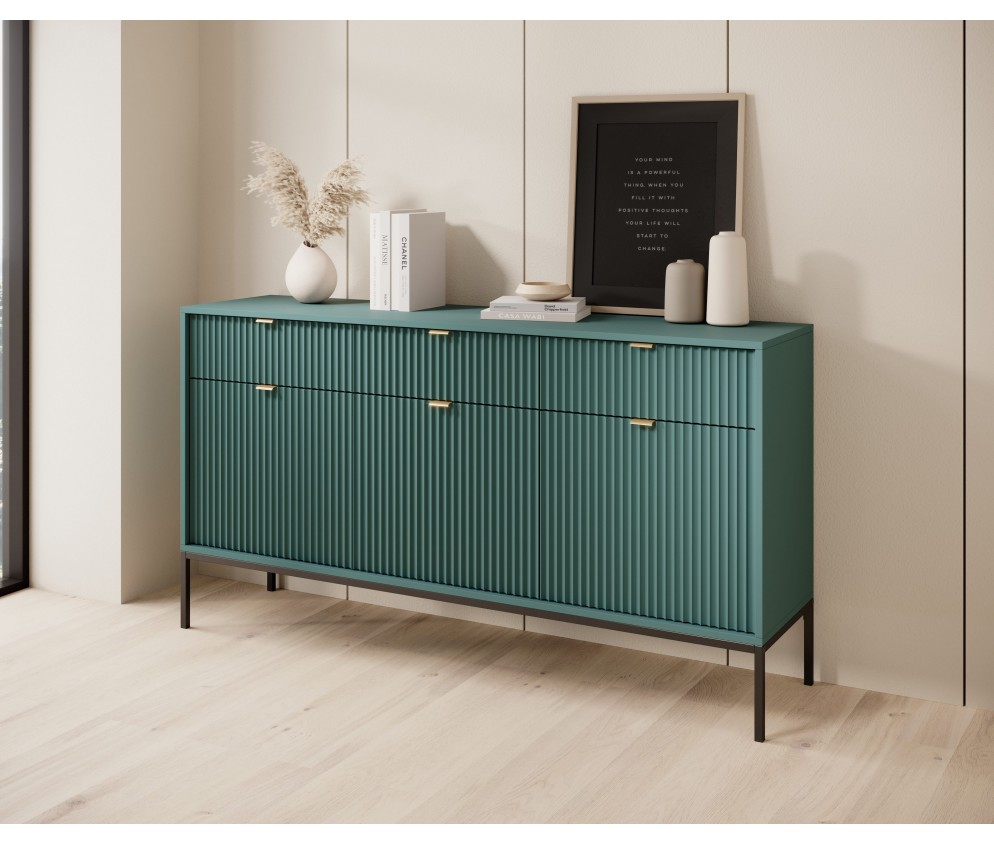 Komoda Viva 154 Labrador Green/Czarny stelaż/złoty uchwyt