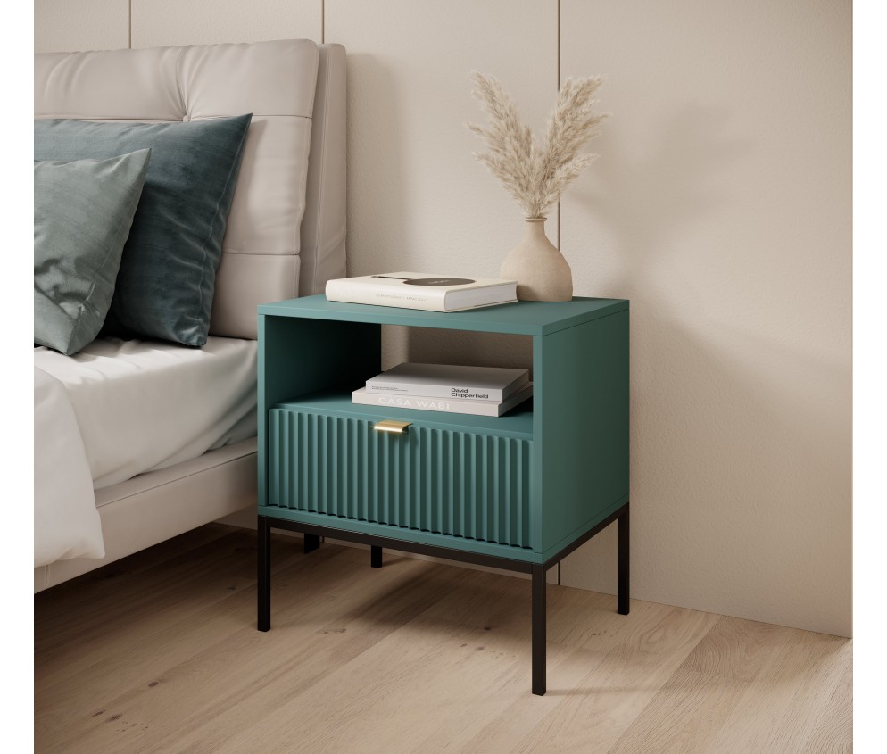 Stolik nocny 54 Labrador Green/czarny stelaż/złoty uchwyt