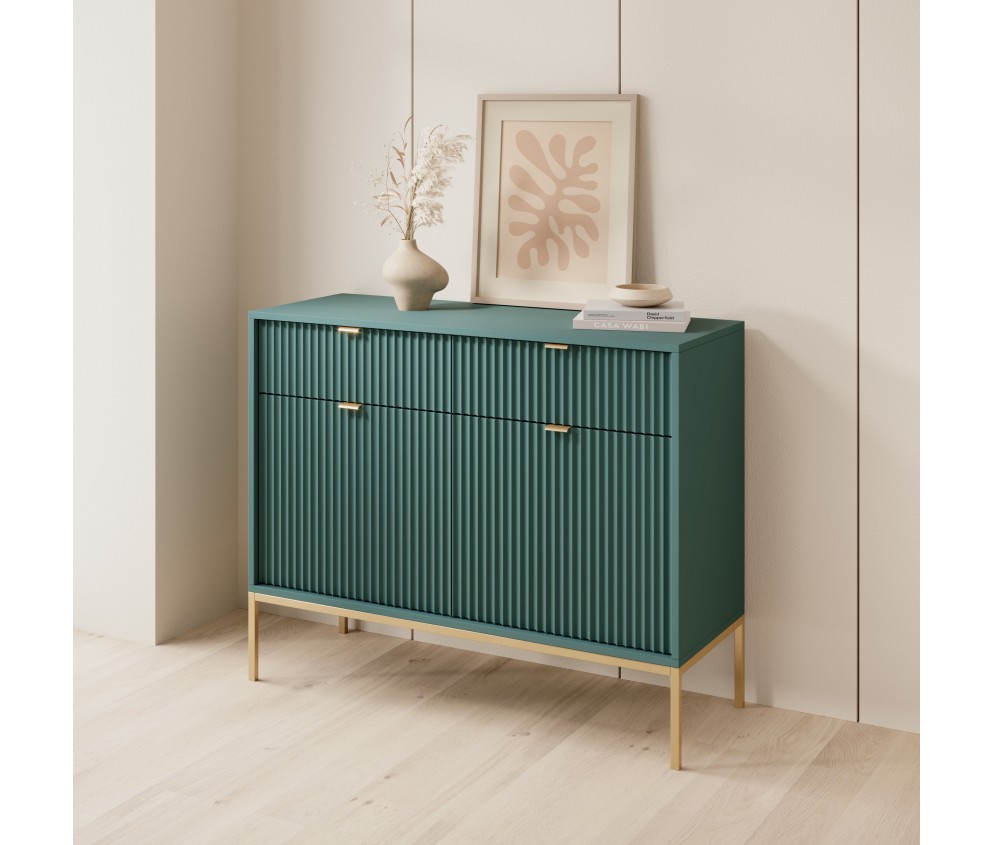 Komoda Viva 104 Labrador Green/złoty stelaż/złoty uchwyt