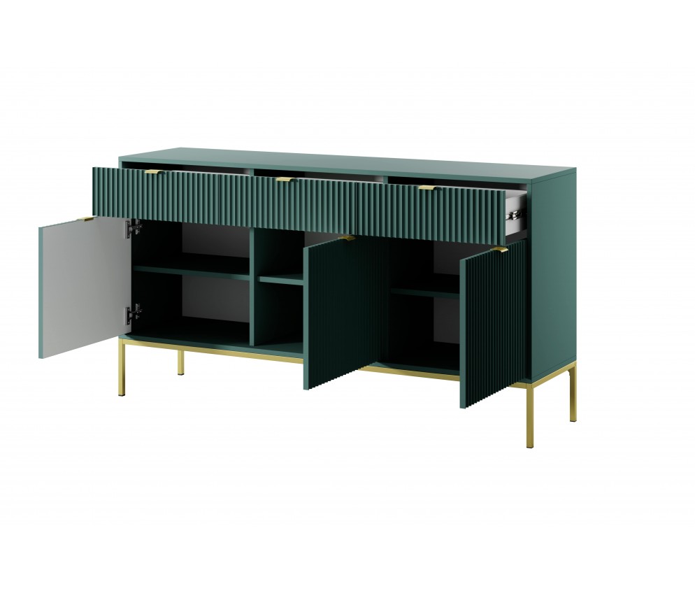 Komoda Viva 154 Labrador Green/złoty stelaż/złoty uchwyt