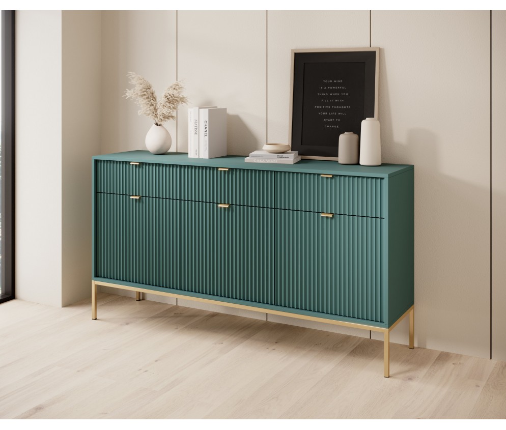 Komoda Viva 154 Labrador Green/złoty stelaż/złoty uchwyt
