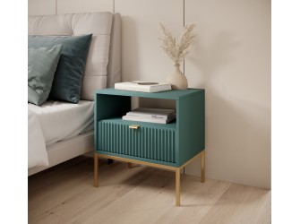 Stolik nocny Viva 54 Labrador Green/złoty stelaż/złoty uchwyt