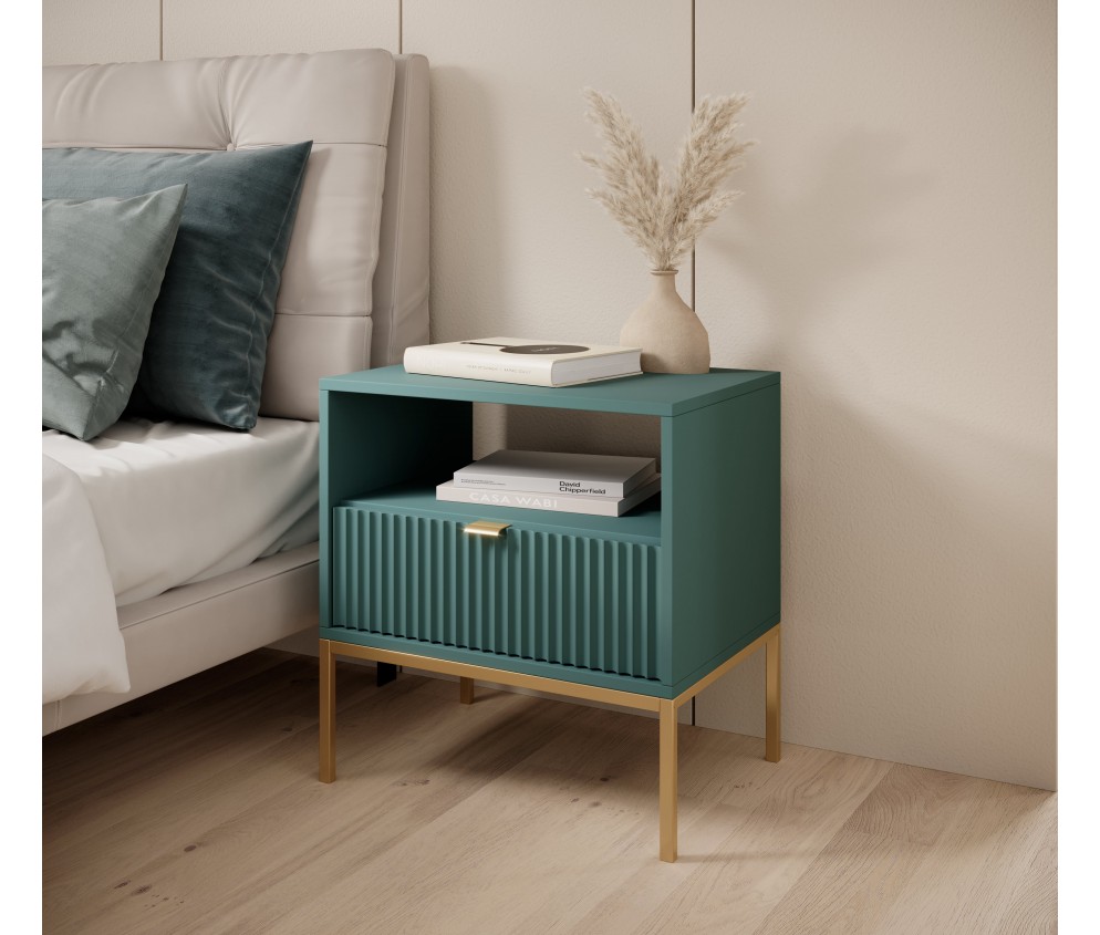 Stolik nocny Viva 54 Labrador Green/złoty stelaż/złoty uchwyt