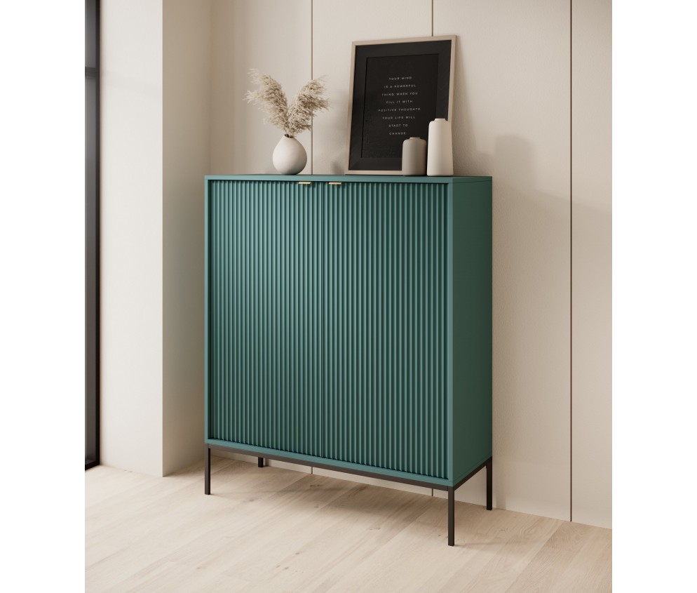 Komoda Viva 104 2D Labrador Green/czarny stelaż/złoty uchwyt