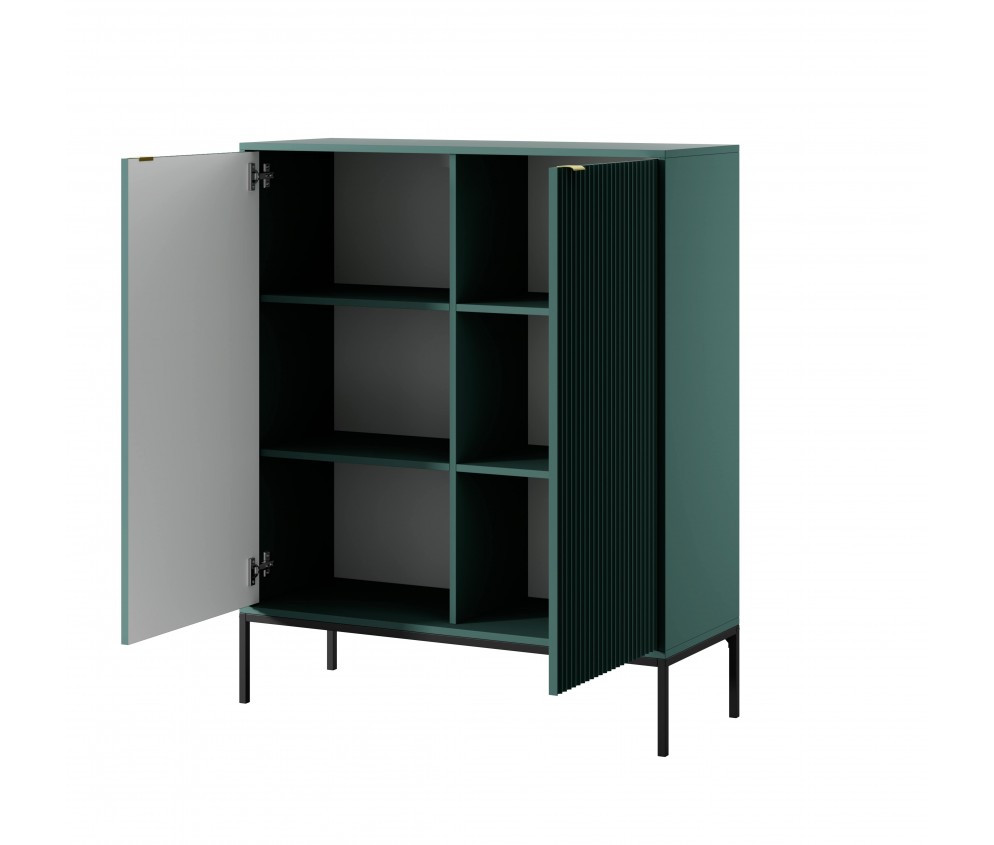 Komoda Viva 104 2D Labrador Green/czarny stelaż/złoty uchwyt