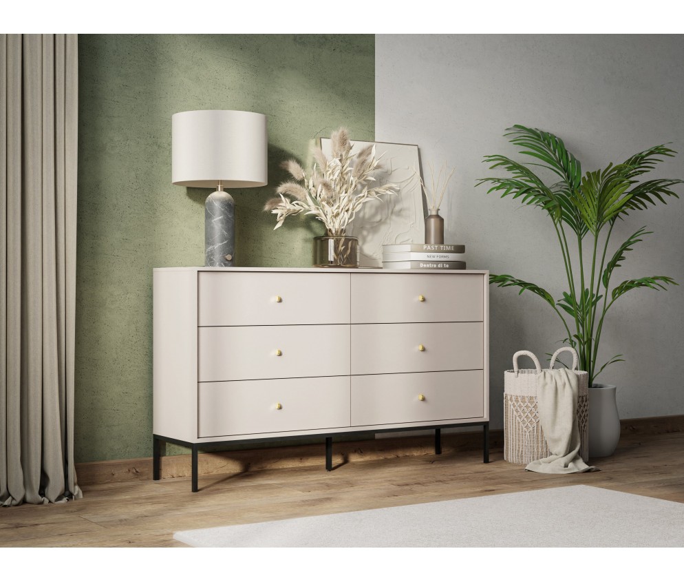 Komoda Mira 154 6SZ Beż Piaskowy