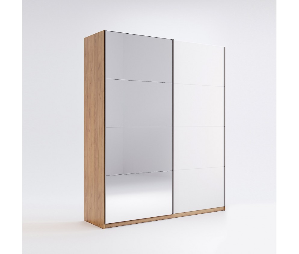 Szafa przesuwna Amanda 150 biały połysk z lustrem