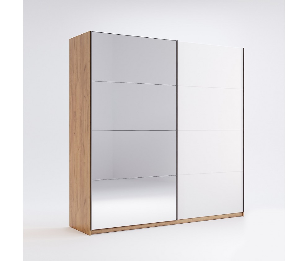 Szafa przesuwna Amanda 200 biały połysk z lustrem