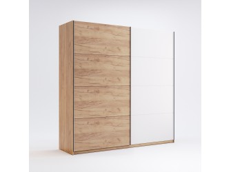 Szafa przesuwna Amanda 200 drzwi biały połysk/dąb craft