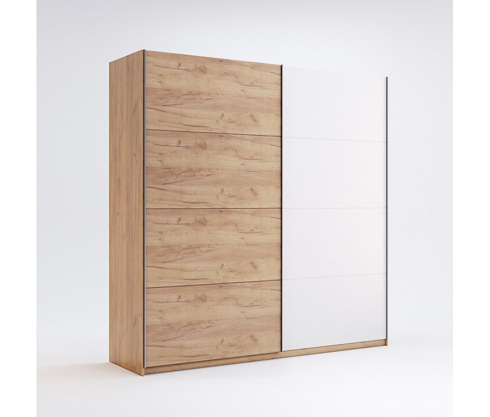 Szafa przesuwna Amanda 200 drzwi biały połysk/dąb craft