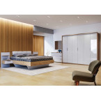 ZESTAW sypialniany Amanda, szafa 6D, łóżko 160x200, szafki nocne, komoda 3SZ, lustro