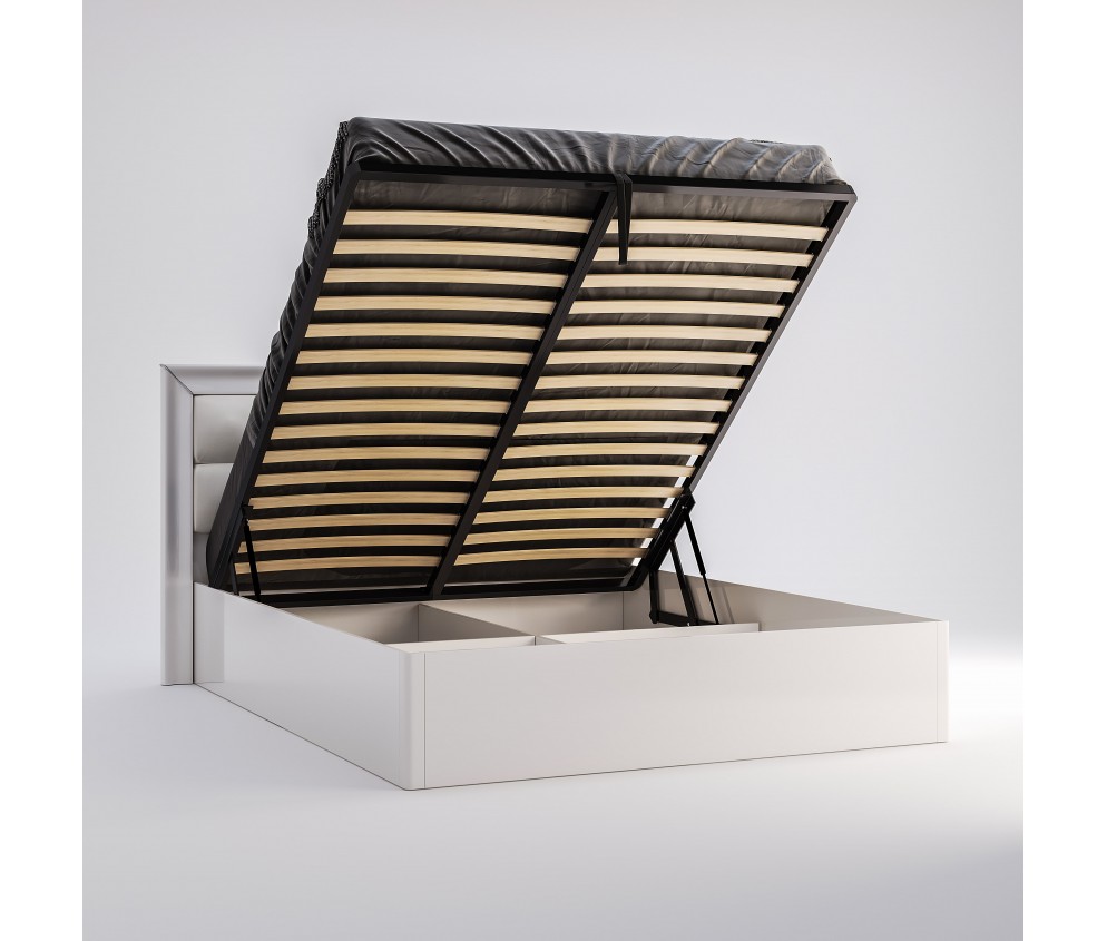 Łóżko Betina 160 z podnoszonym materacem, profilem i miękkim zagłówkiem