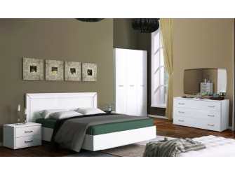 Zestaw sypialniany Betina 3D szafa, łóżko 160x200, komoda 3SZ, 2szt. stolik nocny, lustro.