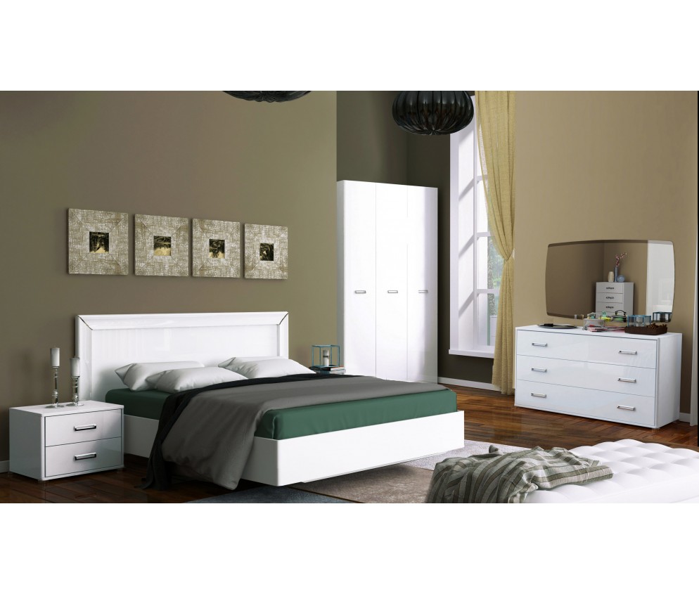 Zestaw sypialniany Betina 3D szafa, łóżko 160x200, komoda 3SZ, 2szt. stolik nocny, lustro.