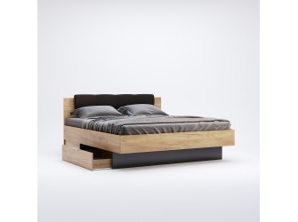 Łóżko Laura z miękkim zagłówkiem i szufladami 180