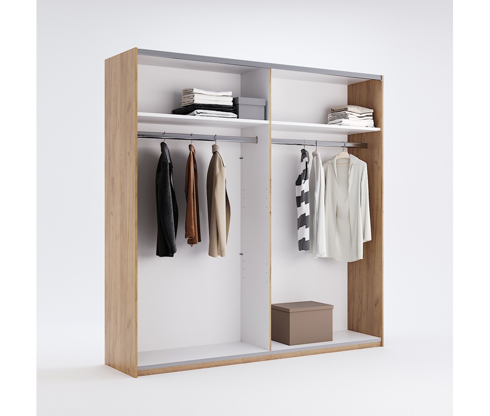 Szafa przesuwna Amanda 200 biały połysk z lustrem