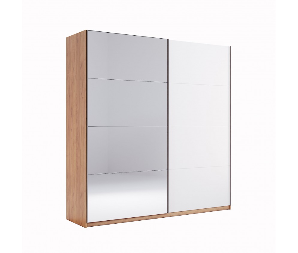 Szafa przesuwna Arnika 150 z lustrem drzwi bialy połysk