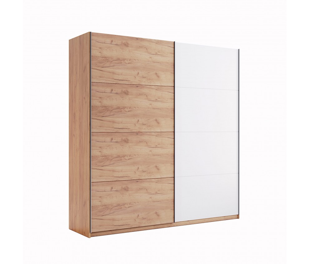 Szafa przesuwna Arnika 200 drzwi biały połysk/dąb craft