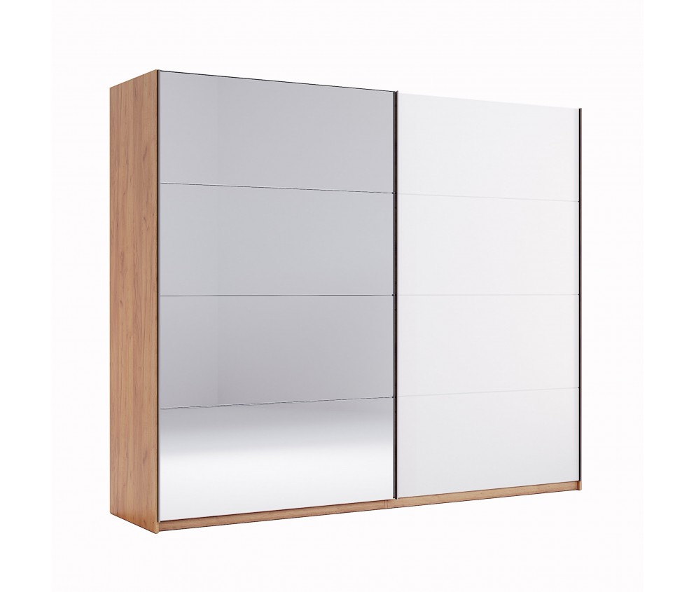 Szafa przesuwna Arnika 250 drzwi biały połysk z lustrem
