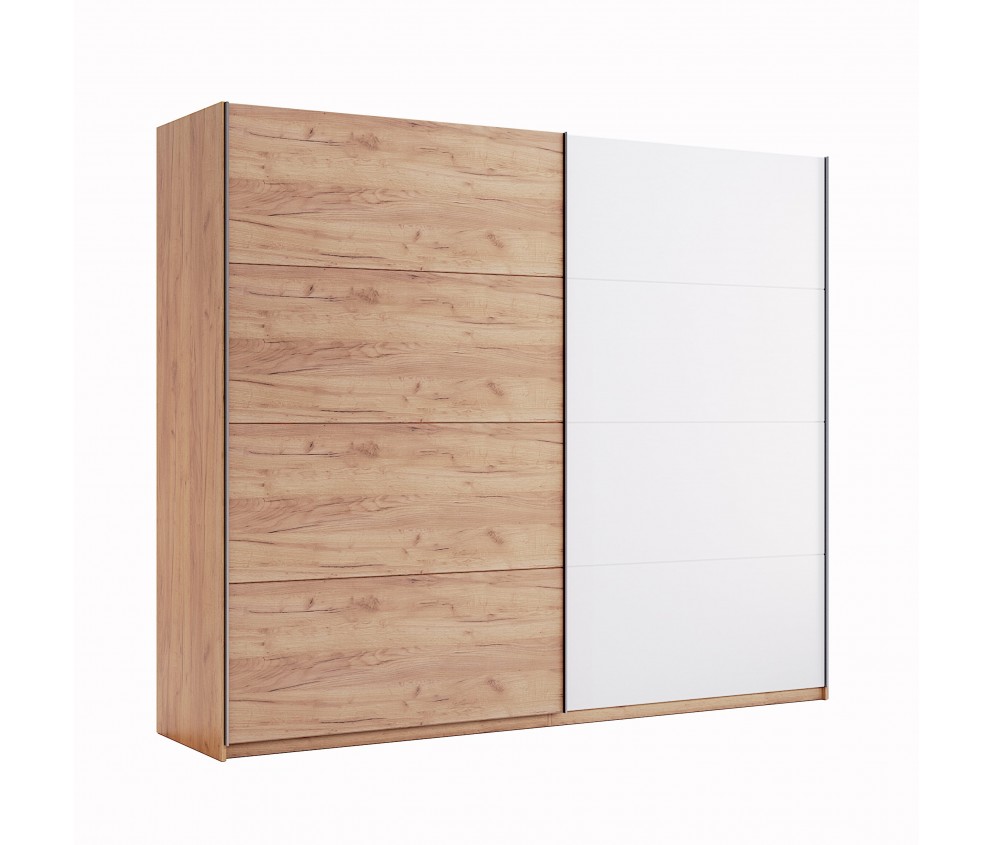 Szafa przesuwna Arnika 250 drzwi biały połysk/dąb craft