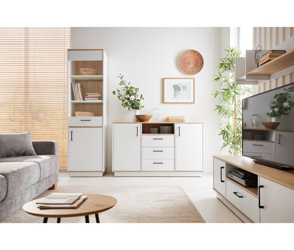 Komoda Summer 140 2D3SZ Dąb Biszkoptowy/Biały