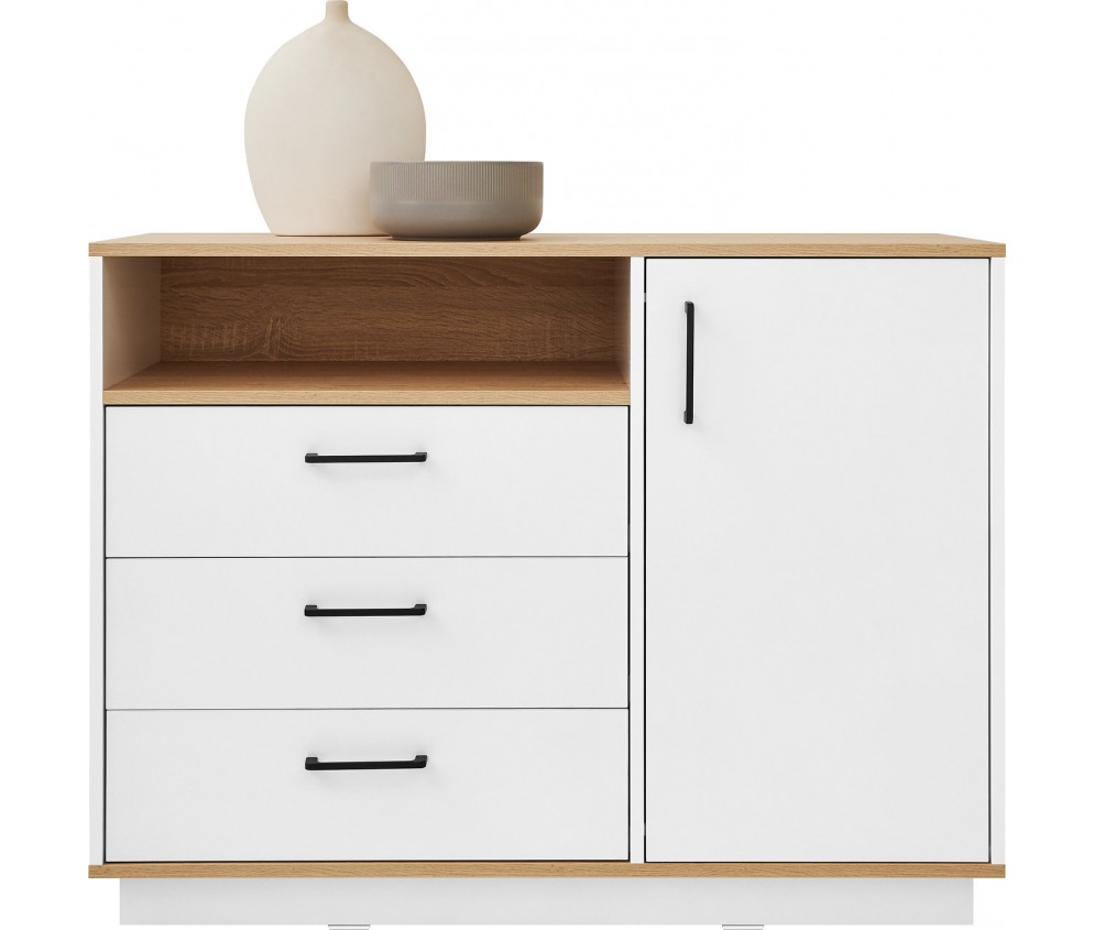 Komoda Summer 110 1D3SZ Dąb Biszkoptowy/Biały